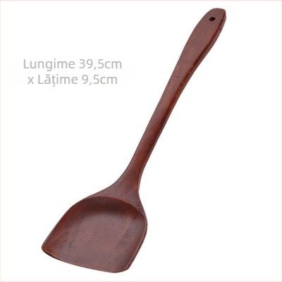 Spatula de bucătărie din lemn, mâner lung, ustensil de gătit din lemn natural, potrivit pentru tigăi antiaderente
