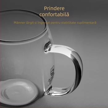 Set de ceai din sticlă groasă, rezistentă la căldură, cu separator și strecurătoare, transparent pentru uz casnic