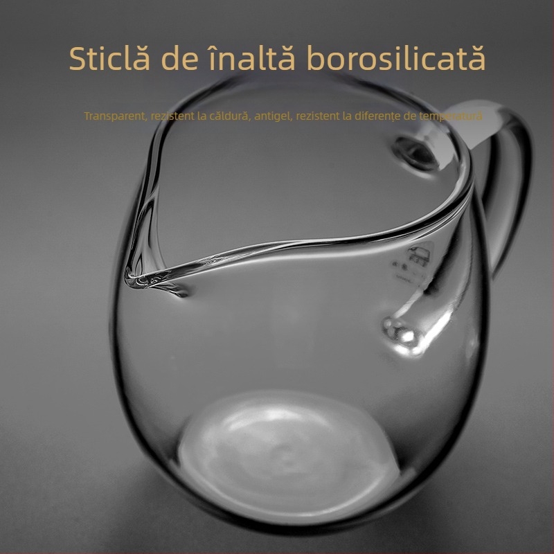 Set de ceai din sticlă groasă, rezistentă la căldură, cu separator și strecurătoare, transparent pentru uz casnic