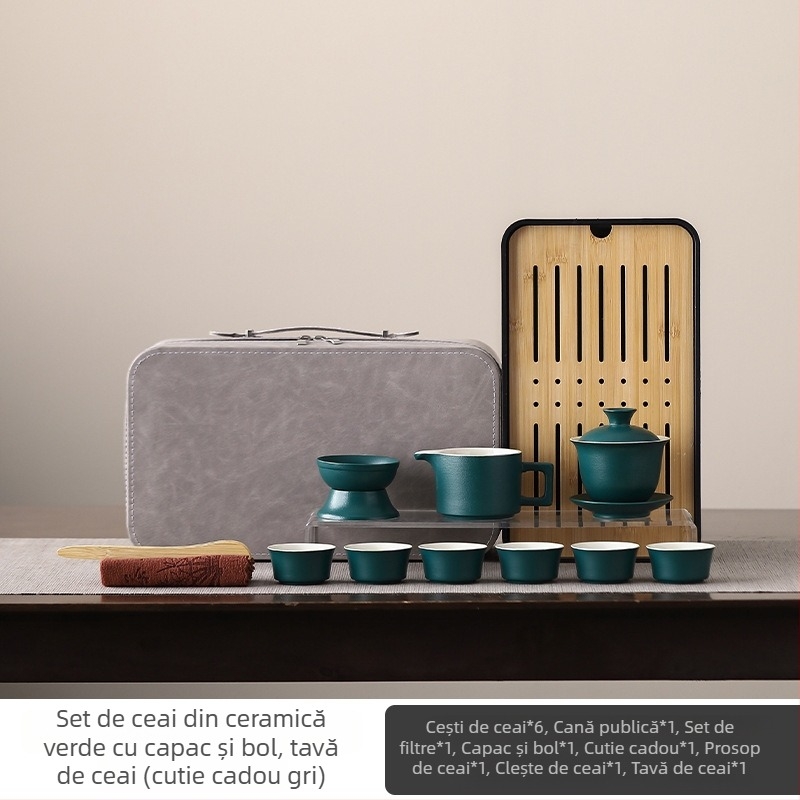 Set de ceai Kung Fu portabil 2025 – Ceainic ceramic de înaltă calitate și cești, pentru uz acasă și camping în aer liber