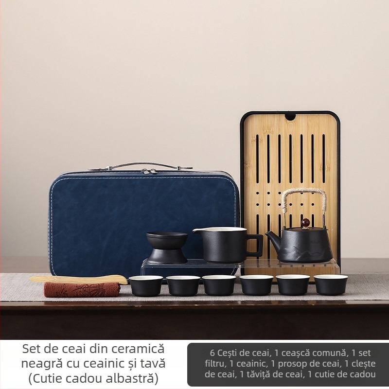 Set de ceai Kung Fu portabil 2025 – Ceainic ceramic de înaltă calitate și cești, pentru uz acasă și camping în aer liber