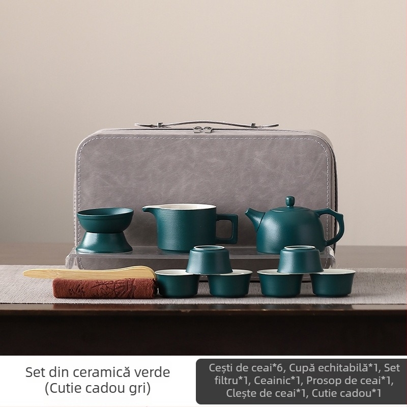 Set de ceai Kung Fu portabil 2025 – Ceainic ceramic de înaltă calitate și cești, pentru uz acasă și camping în aer liber