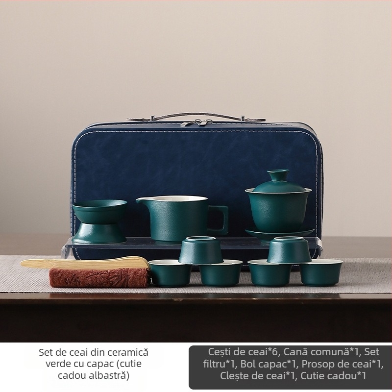 Set de ceai Kung Fu portabil 2025 – Ceainic ceramic de înaltă calitate și cești, pentru uz acasă și camping în aer liber