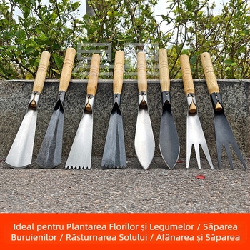 Lopată de grădină din oțel mangan cu lamă plată și lamă ascuțită pentru plantarea florilor și legumelor