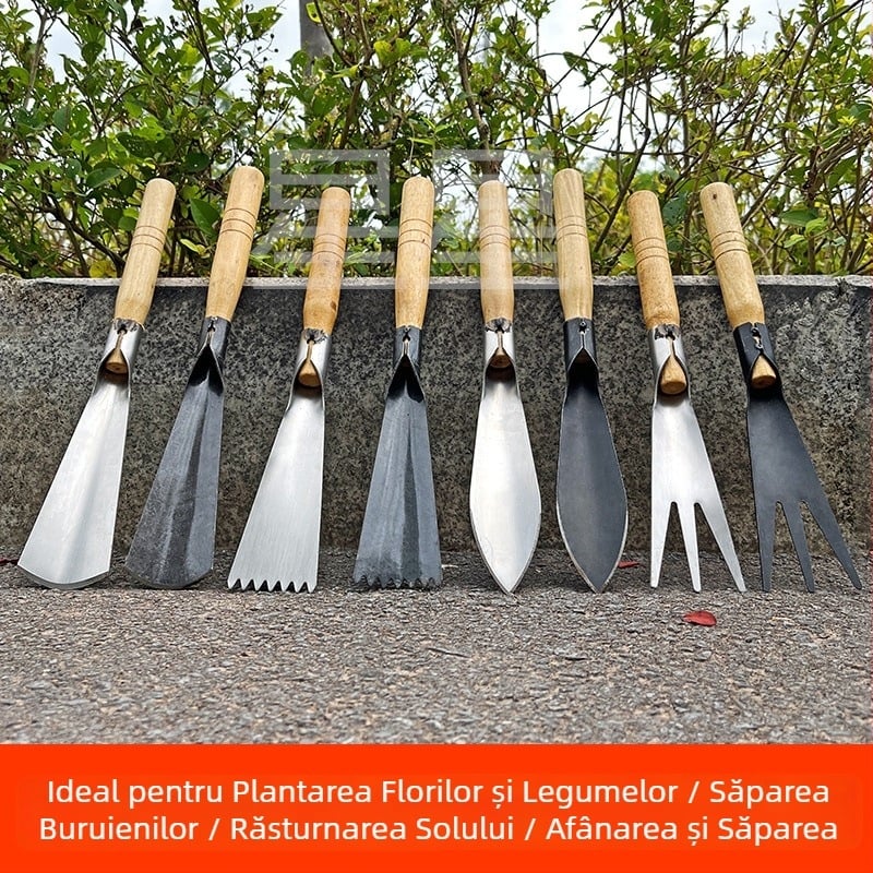 Lopată de grădină din oțel mangan cu lamă plată și lamă ascuțită pentru plantarea florilor și legumelor