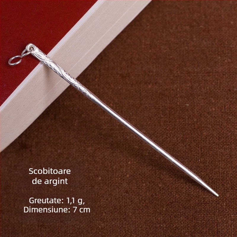 Bețișoare din argint Sterling 925 și lingurițe pentru urechi, lucrate manual, pentru uz casnic, portabile