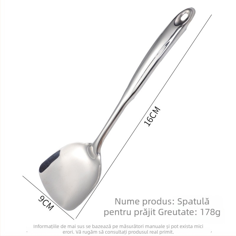 Set de ustensile de bucătărie din oțel inoxidabil, mâner lung: spatulă și lingură