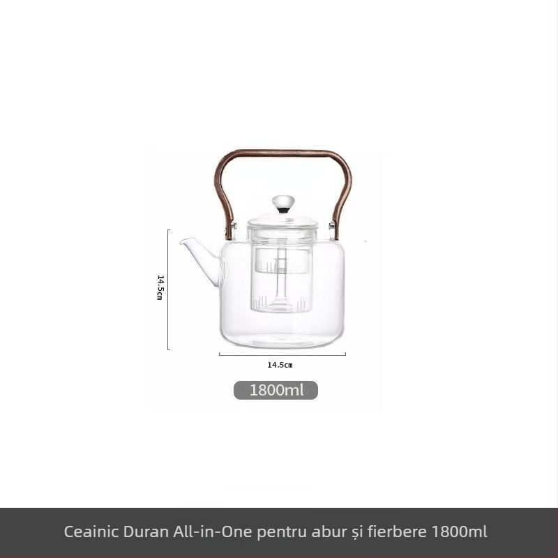Ceainic din sticlă, 2000 ml, capacitate mare, pereți groși, rezistent la temperaturi înalte, pentru prepararea ceaiului