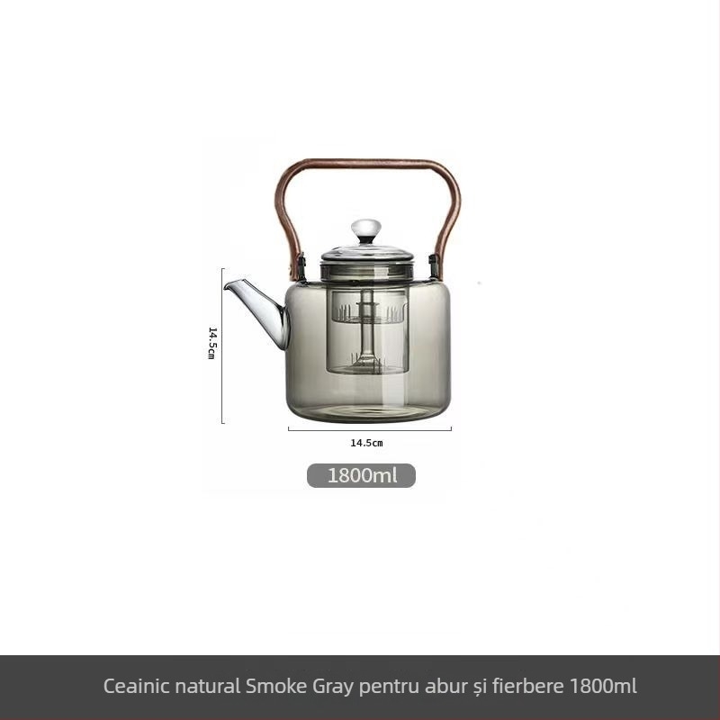 Ceainic din sticlă, 2000 ml, capacitate mare, pereți groși, rezistent la temperaturi înalte, pentru prepararea ceaiului