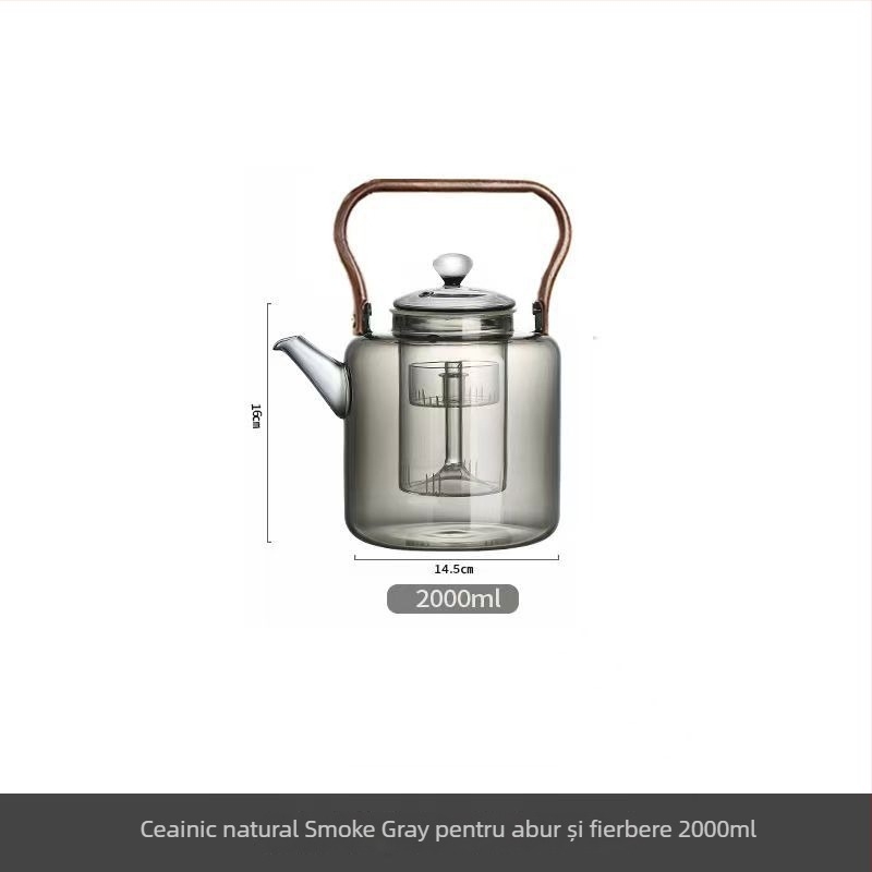 Ceainic din sticlă, 2000 ml, capacitate mare, pereți groși, rezistent la temperaturi înalte, pentru prepararea ceaiului