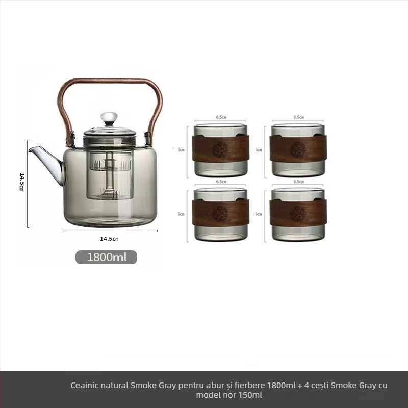 Ceainic din sticlă, 2000 ml, capacitate mare, pereți groși, rezistent la temperaturi înalte, pentru prepararea ceaiului