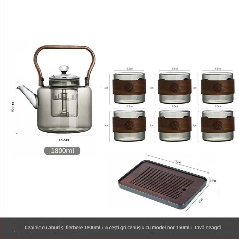 Ceainic din sticlă, 2000 ml, capacitate mare, pereți groși, rezistent la temperaturi înalte, pentru prepararea ceaiului