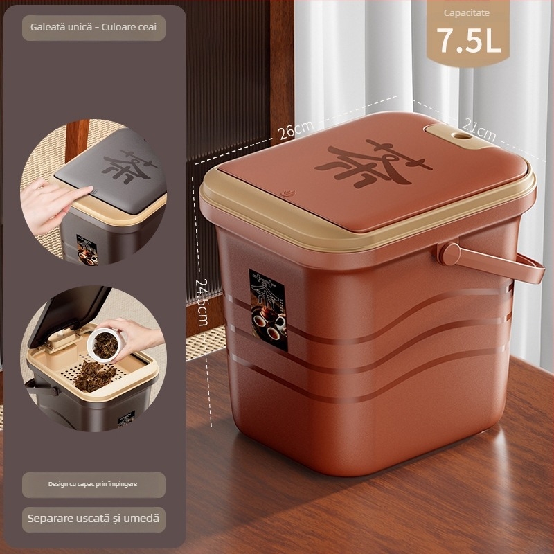 Recipient din plastic pentru apă de ceai, cu separator de frunze și filtrare pentru drenaj – accesorii pentru set ceai Kung Fu