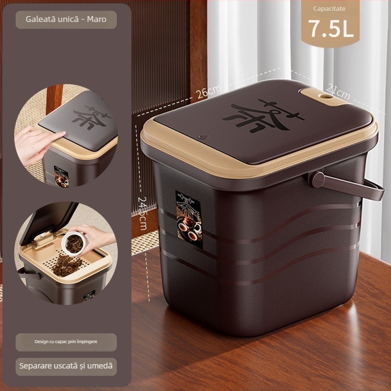 Recipient din plastic pentru apă de ceai, cu separator de frunze și filtrare pentru drenaj – accesorii pentru set ceai Kung Fu