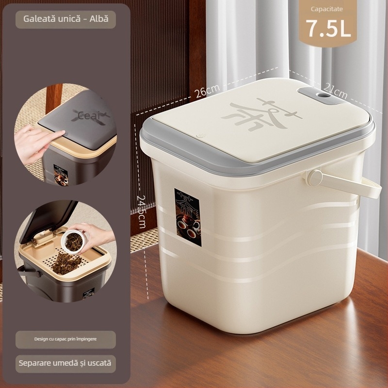 Recipient din plastic pentru apă de ceai, cu separator de frunze și filtrare pentru drenaj – accesorii pentru set ceai Kung Fu