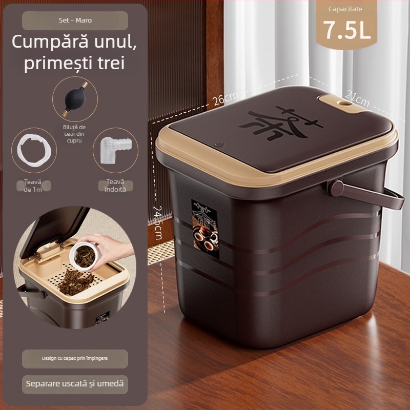 Recipient din plastic pentru apă de ceai, cu separator de frunze și filtrare pentru drenaj – accesorii pentru set ceai Kung Fu
