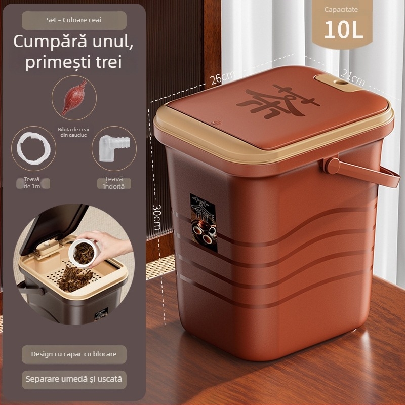 Recipient din plastic pentru apă de ceai, cu separator de frunze și filtrare pentru drenaj – accesorii pentru set ceai Kung Fu
