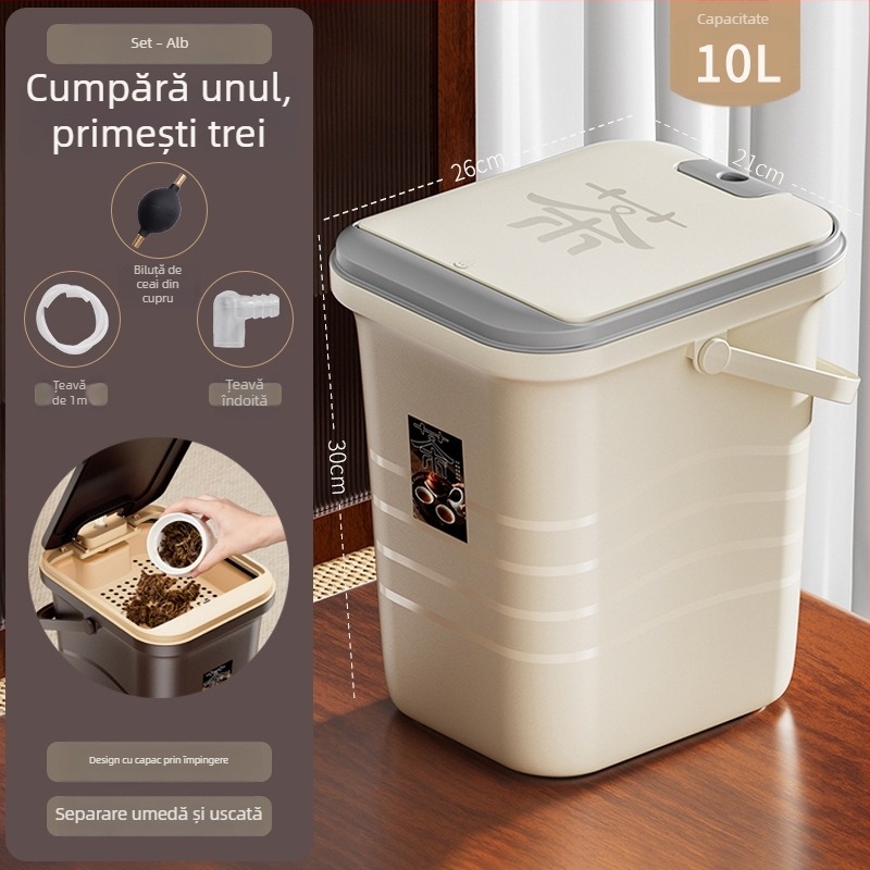 Recipient din plastic pentru apă de ceai, cu separator de frunze și filtrare pentru drenaj – accesorii pentru set ceai Kung Fu