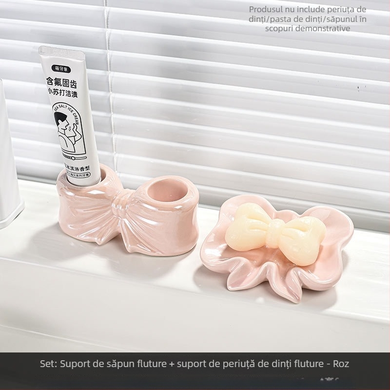 Săpunieră ceramică în formă de scoică, fără găuri, accesoriu de baie premium cu drenaj automat