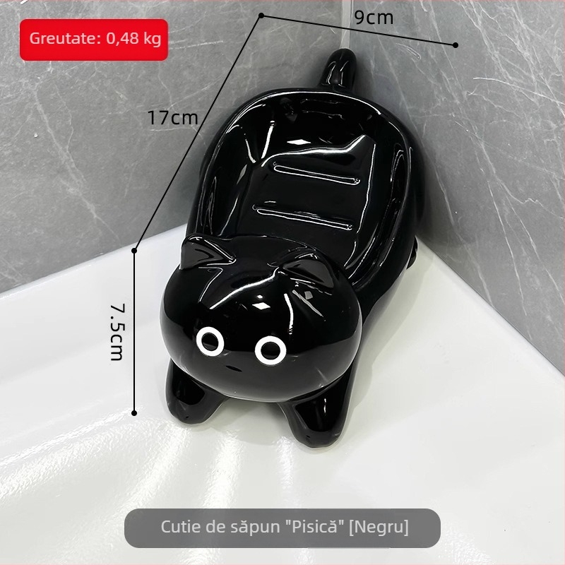 Săpunieră ceramică în formă de scoică, fără găuri, accesoriu de baie premium cu drenaj automat