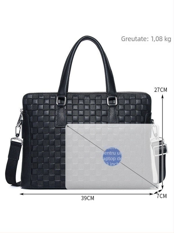 Servietă pentru bărbați din piele naturală, piele de înaltă calitate, husă pentru laptop de 16 inch, impermeabil, geantă de afaceri