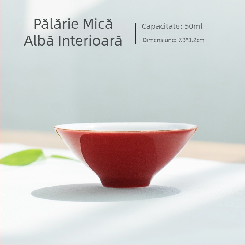 Ceașcă de ceai din porțelan, stil Kung Fu, roșu celadon, mică
