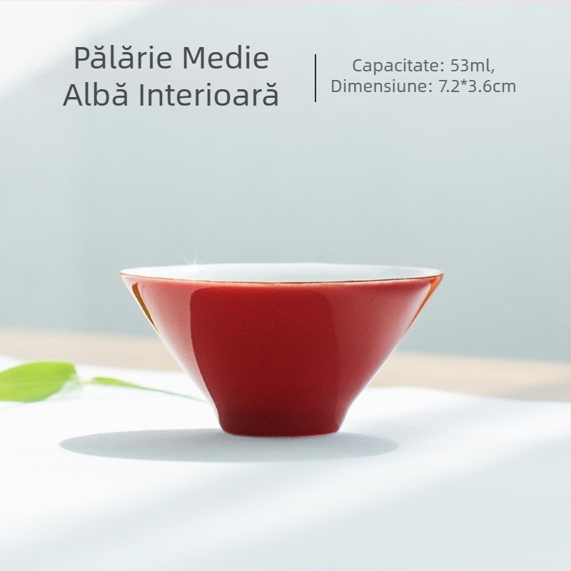 Ceașcă de ceai din porțelan, stil Kung Fu, roșu celadon, mică