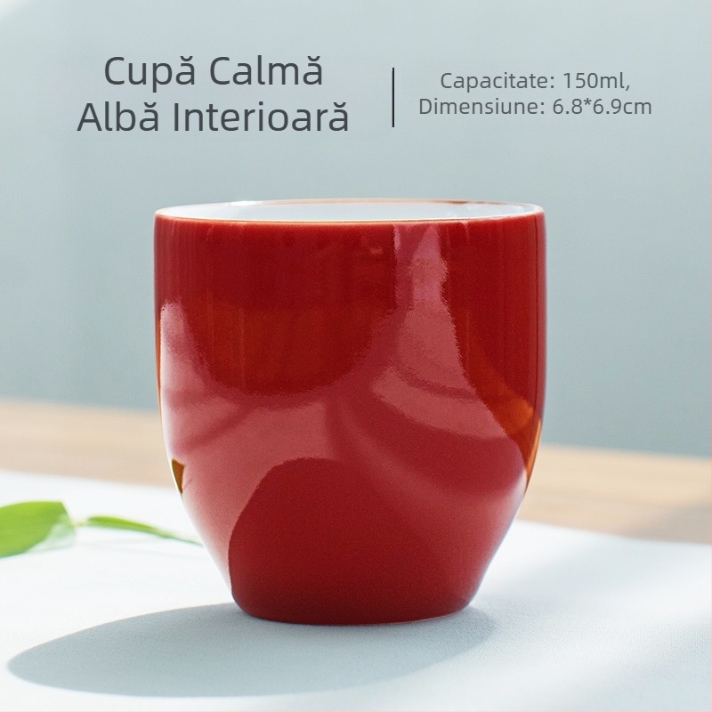 Ceașcă de ceai din porțelan, stil Kung Fu, roșu celadon, mică