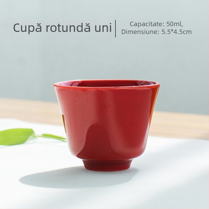 Ceașcă de ceai din porțelan, stil Kung Fu, roșu celadon, mică