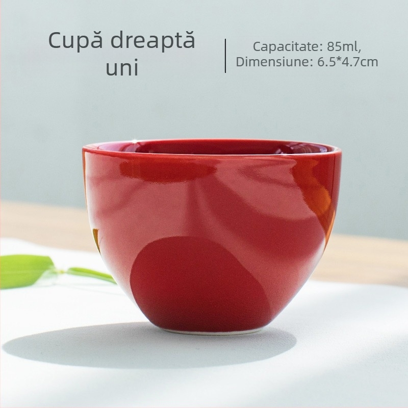 Ceașcă de ceai din porțelan, stil Kung Fu, roșu celadon, mică