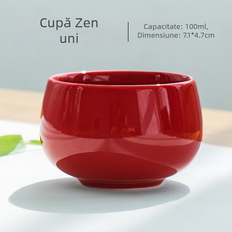 Ceașcă de ceai din porțelan, stil Kung Fu, roșu celadon, mică