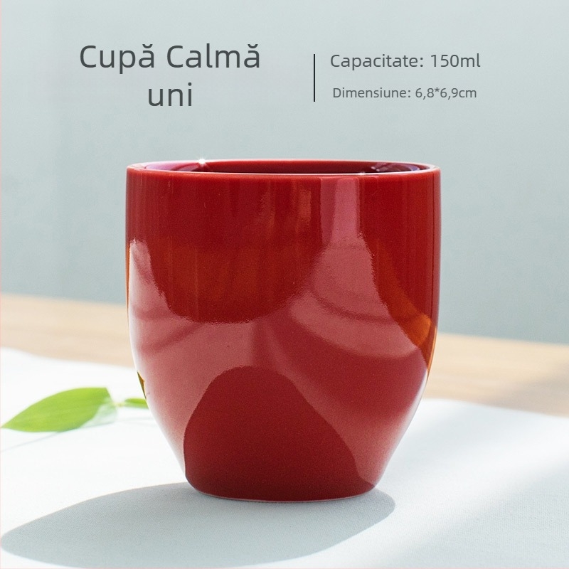 Ceașcă de ceai din porțelan, stil Kung Fu, roșu celadon, mică
