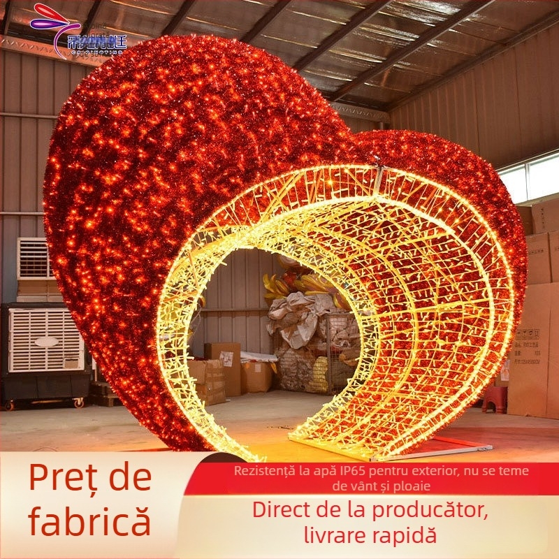 LED arc inimă – lampă decorativă 3D pentru exterior, ornament mare iluminat pentru parcuri și centre comerciale