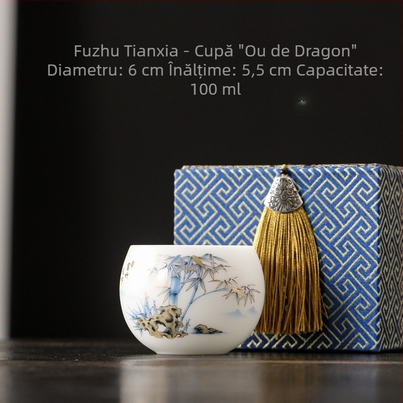 Ceașcă de ceai din porțelan Ice Jade, unică, pentru ceai Kung Fu, porțelan de înaltă calitate, cadou de afaceri în cutie cadou