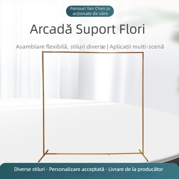 Arc metalic auriu pentru nunți și petreceri de ziua de naștere, arc dreptunghiular din fier forjat cu suport pentru flori, decor pentru spațiul evenimentului, dimensiune 2 m × 2 m