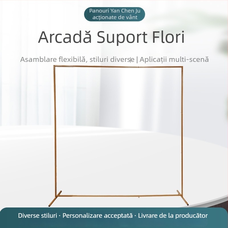 Arc metalic auriu pentru nunți și petreceri de ziua de naștere, arc dreptunghiular din fier forjat cu suport pentru flori, decor pentru spațiul evenimentului, dimensiune 2 m × 2 m