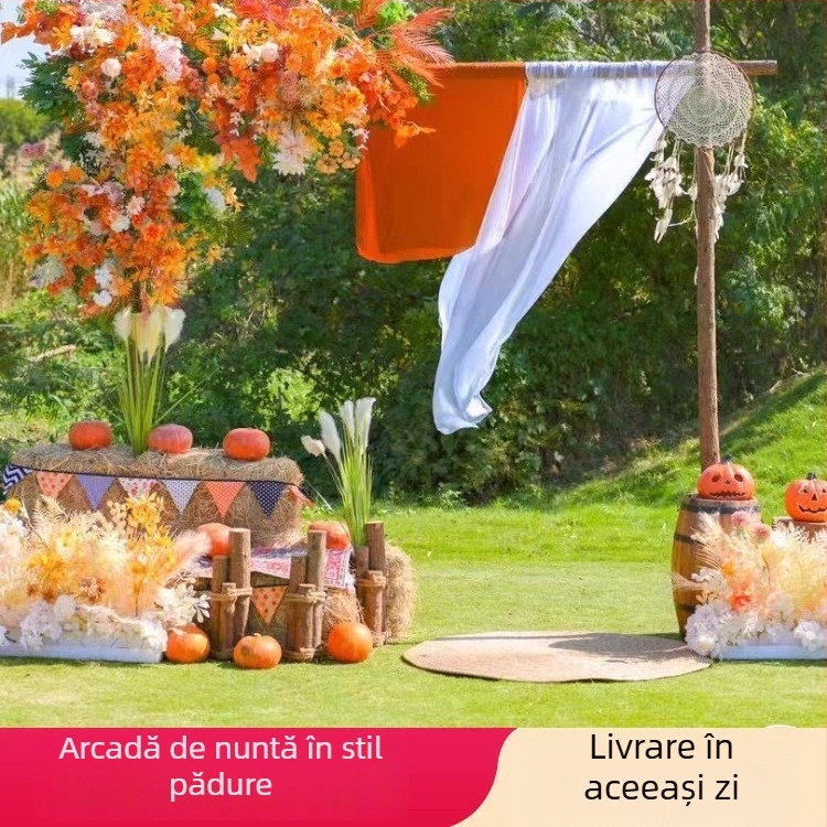 Arcuri din lemn personalizate pentru nunți cu temă pădure, decor exterior pentru gazon, suporturi din lemn cu fundal de trunchi de copac