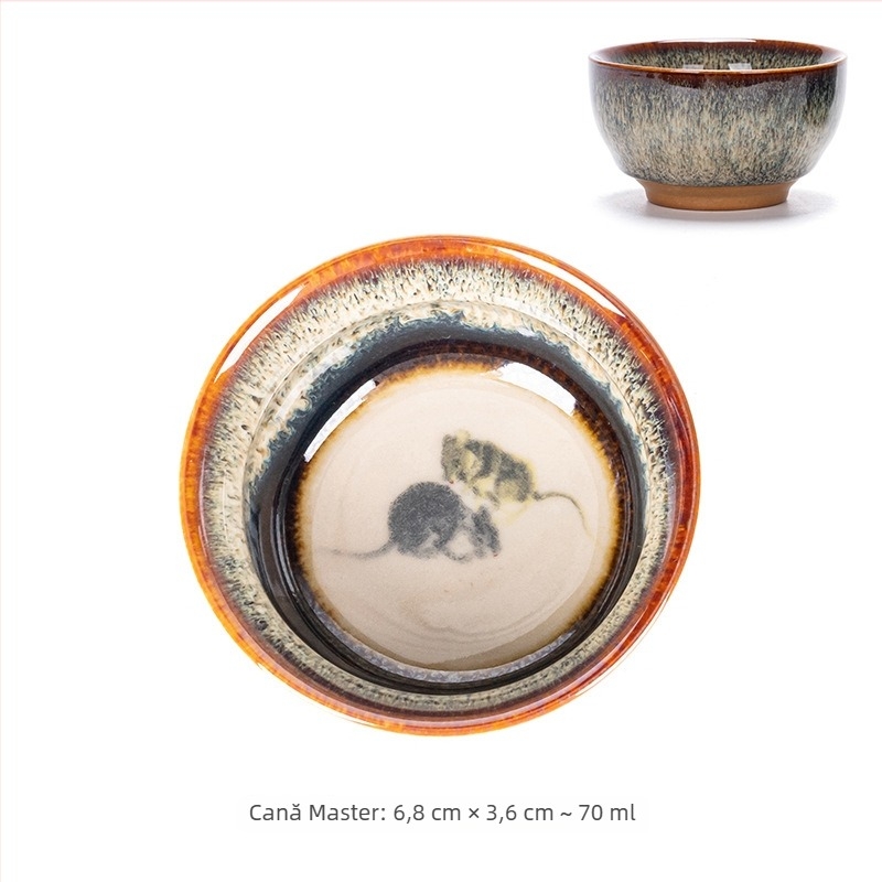 Ceașcă de ceai ceramică Jianyang Jianzhan, Doisprezece zodii, stil Kung Fu, ceașcă mică de ceai