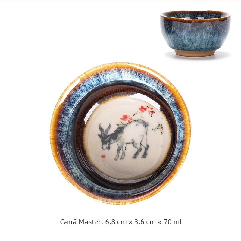 Ceașcă de ceai ceramică Jianyang Jianzhan, Doisprezece zodii, stil Kung Fu, ceașcă mică de ceai