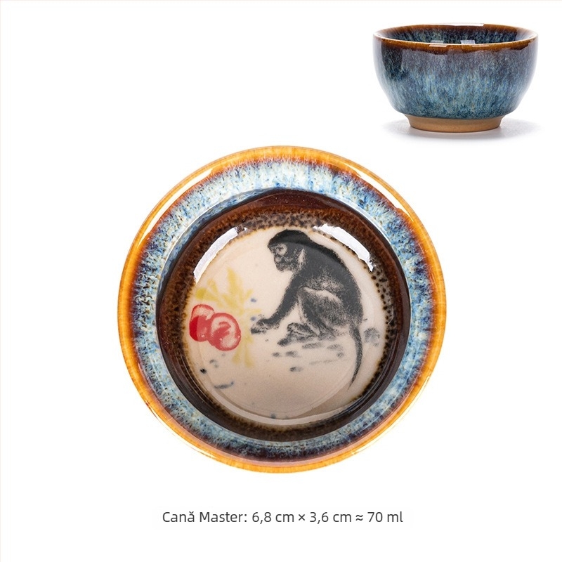 Ceașcă de ceai ceramică Jianyang Jianzhan, Doisprezece zodii, stil Kung Fu, ceașcă mică de ceai