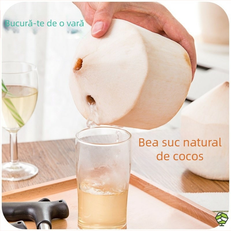 Guolin Deschizător de cocos din oțel inoxidabil – instrument pentru coaja de cocos și cuțit