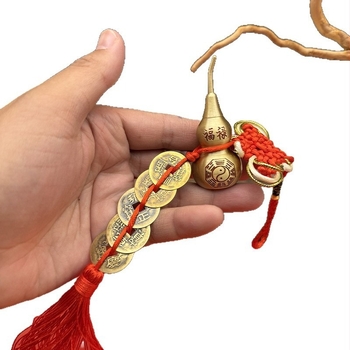Nod chinezesc roșu pur, margini aurii, 7 cm – pandantiv de ușă în formă de dovleac pentru decorul casei