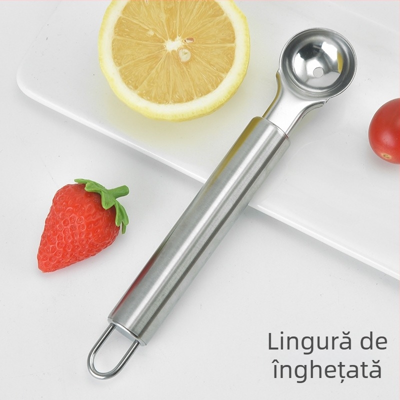 Formator de fructe din oțel inoxidabil și lingură pentru înghețată – ustensilă de bucătărie