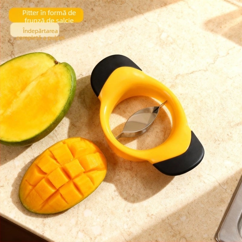 Îndepărtător de sâmburi de mango din oțel inoxidabil, separator de mango, ustensilă de bucătărie multifuncțională, tăiere cu un singur clic