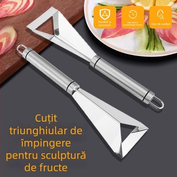 Cuțit din oțel inoxidabil pentru sculptură de fructe, pentru prezentare elegantă; cuțit triunghiular pentru mere