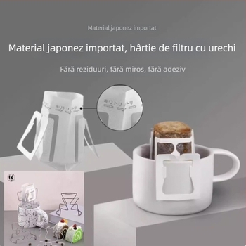 Punguțe de filtru pentru cafea cu urechi agățate, filtre de cafea din hârtie pentru infuzare manuală, 9 × 7,5 cm, 50 buc.