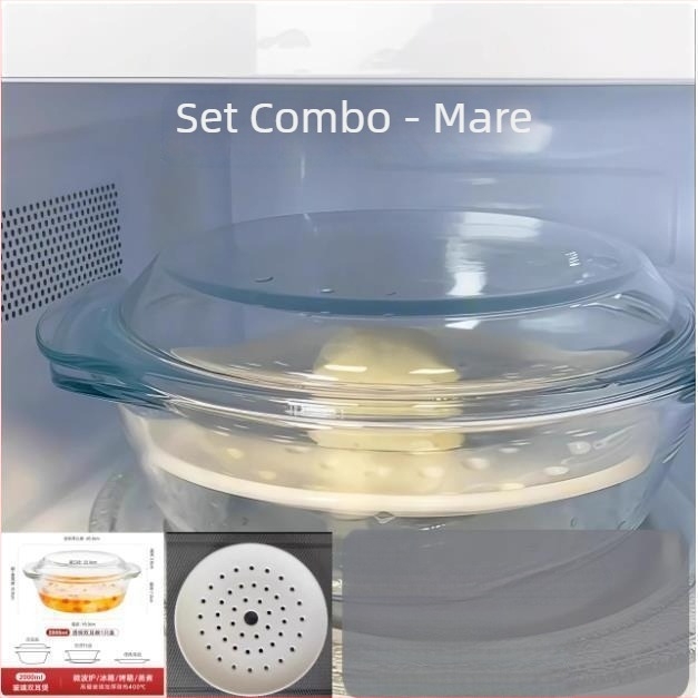 Set ceramic pentru aburi, 3 piese, de calitate alimentară, pentru microunde