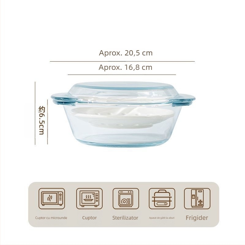 Set ceramic pentru aburi, 3 piese, de calitate alimentară, pentru microunde