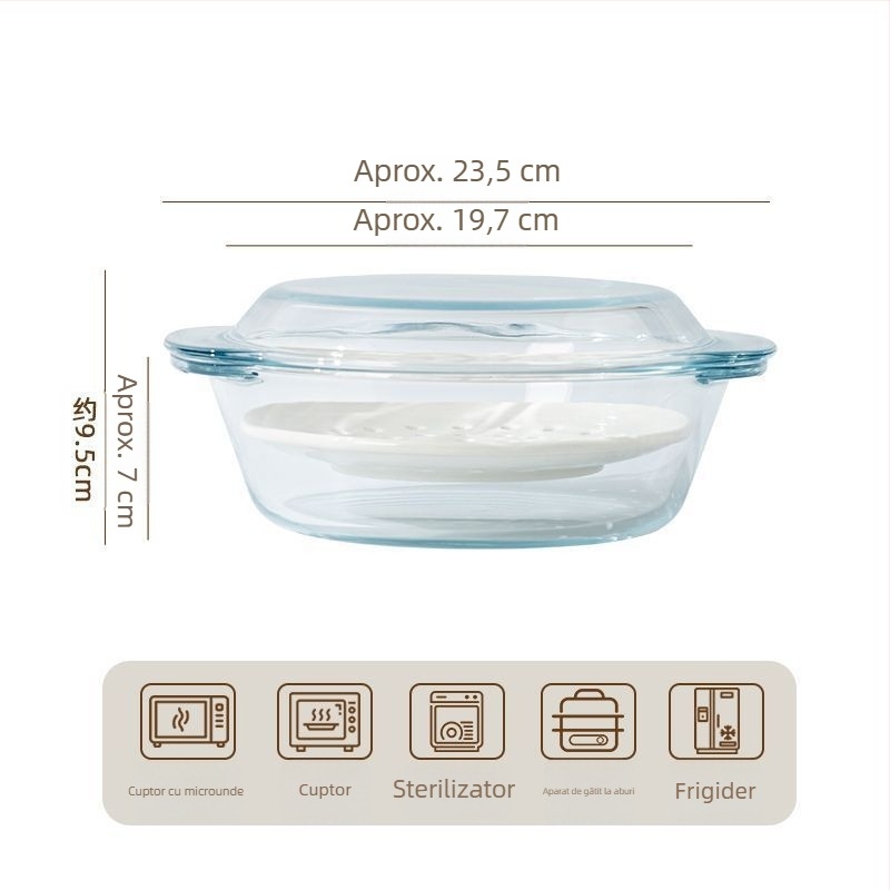 Set ceramic pentru aburi, 3 piese, de calitate alimentară, pentru microunde