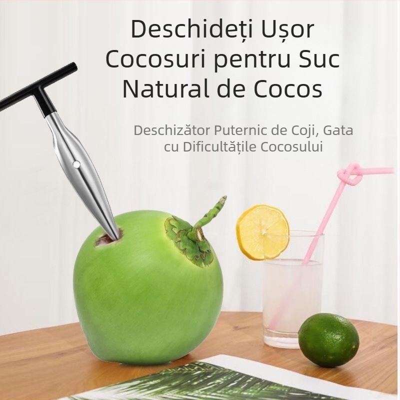 Deschizător din oțel inoxidabil pentru găuri în nuci de cocos verzi, instrument automat pentru deschiderea rapidă
